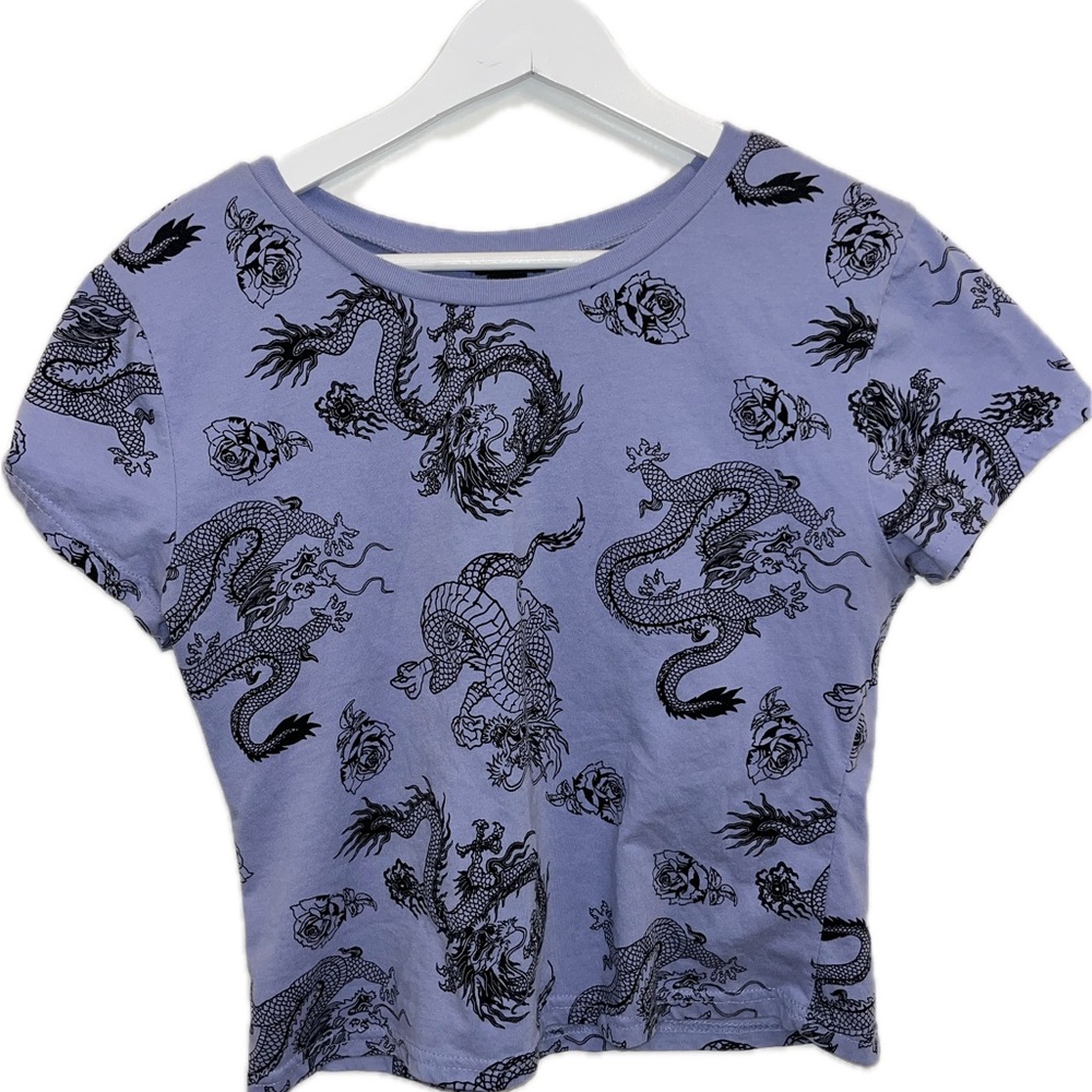 Purple Dragon Print Women's Cropped Top